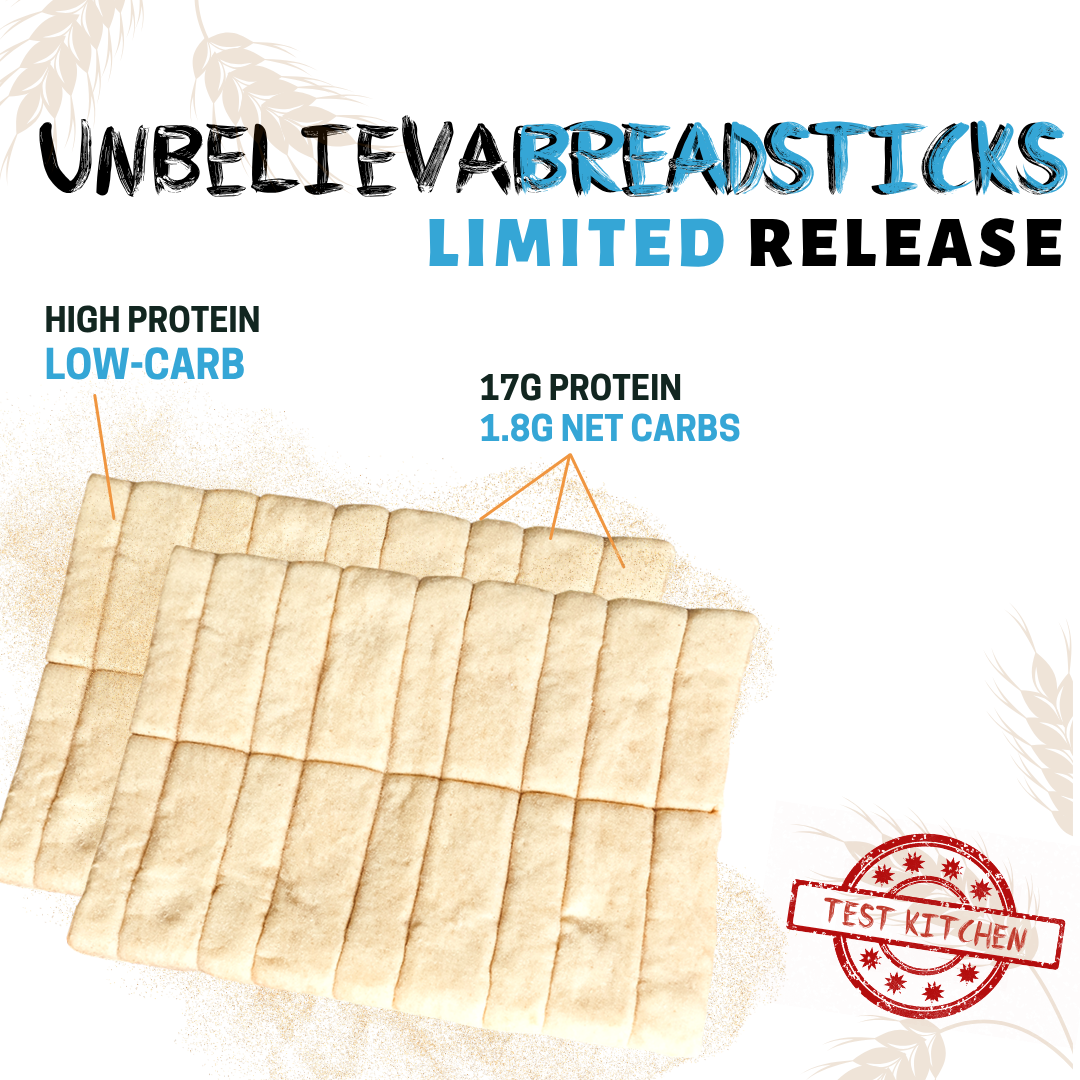 UnbelievaBreadsticks - High Protein, Low-Carb Bread Sticks (2 Squares of 36 Sticks per Bag)