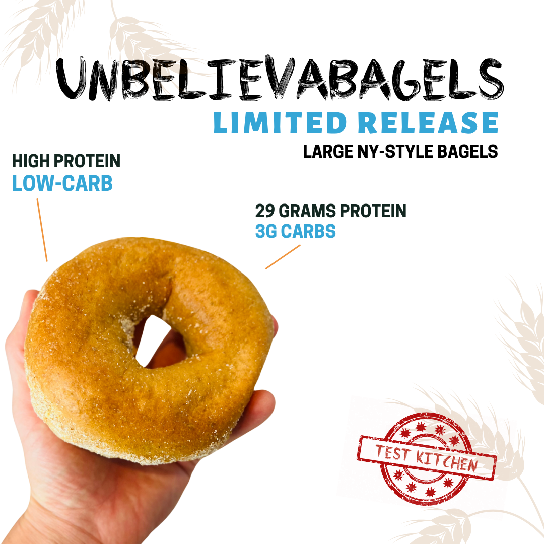 UnbelievaBagels - LARGE NY-Style High Protein, Low-Carb Bagels (4 Total Bagels)
