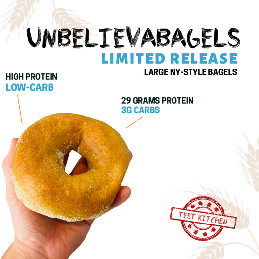 UnbelievaBagels - LARGE NY-Style High Protein, Low-Carb Bagels (4 Total Bagels)